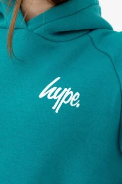 HYPE GIRLS TEAL LONGLINE SCRIPT SIDE SLIT HOODIE -Hype TWAO 1008 3
