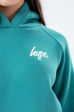 HYPE GIRLS TEAL LONGLINE SCRIPT SIDE SLIT HOODIE -Hype TWAO 1008 DETAIL 2