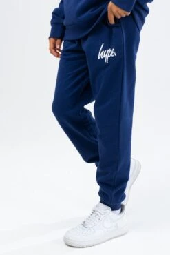 HYPE BOYS NAVY SCRIPT HOODIE & JOGGERS -Hype TWAO 1021front