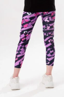 HYPE GIRLS PURPLE LEOPARD ZEBRA T-SHIRT AND LEGGING SET -Hype TWAO 2179BACK