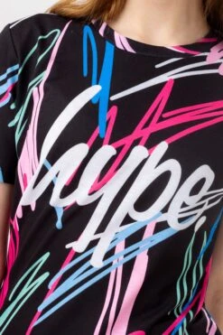 HYPE GIRLS BLACK SCRIBBLE SCRIPT T-SHIRT 9 HYPE GIRLS BLACK SCRIBBLE SCRIPT T-SHIRT -Hype TWAO 2267DETAIL