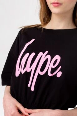 HYPE GIRLS BLACK SCRIPT ELASTICATED WAIST T-SHIRT -Hype TWAO 2276DETAIL