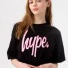 HYPE GIRLS BLACK SCRIPT ELASTICATED WAIST T-SHIRT 1 HYPE GIRLS BLACK SCRIPT ELASTICATED WAIST T-SHIRT -Hype TWAO 2276MAIN