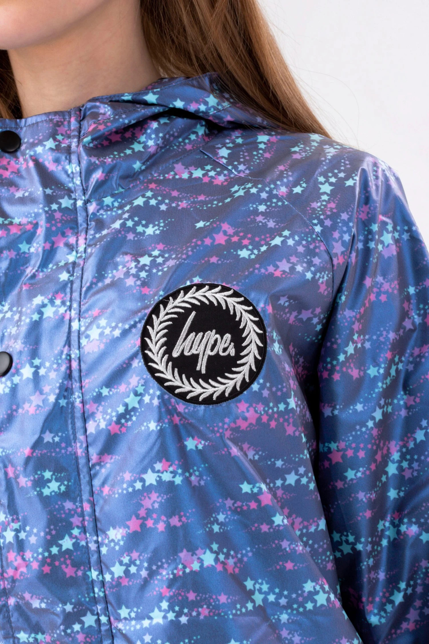 HYPE GIRLS LONGLINE BLUE STAR FADE RAINCOAT 8 HYPE GIRLS LONGLINE BLUE STAR FADE RAINCOAT - Image 6