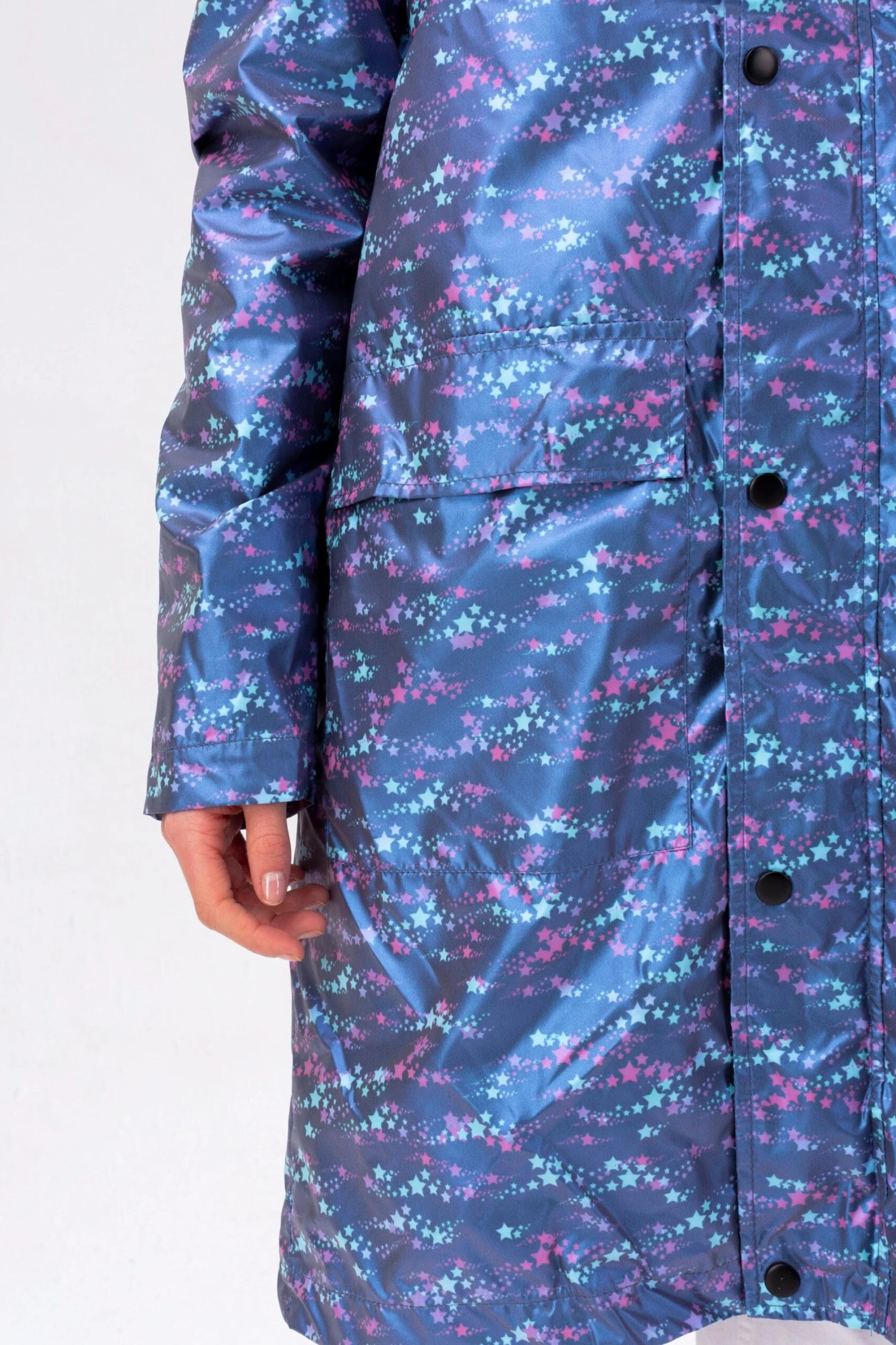HYPE GIRLS LONGLINE BLUE STAR FADE RAINCOAT 7 HYPE GIRLS LONGLINE BLUE STAR FADE RAINCOAT - Image 5