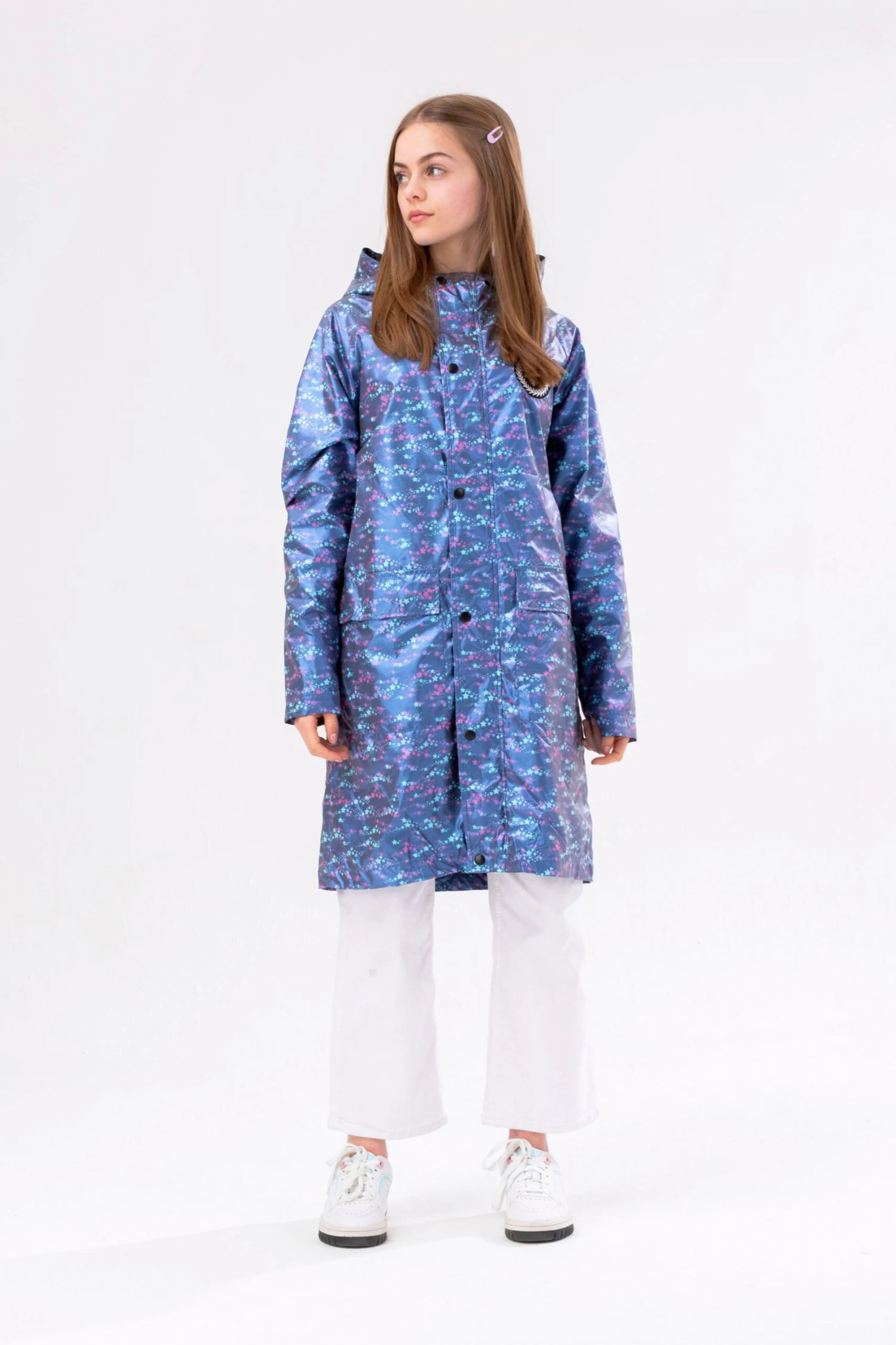 HYPE GIRLS LONGLINE BLUE STAR FADE RAINCOAT 4 HYPE GIRLS LONGLINE BLUE STAR FADE RAINCOAT - Image 2