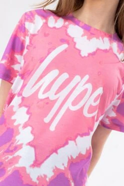 HYPE GIRLS PINK TIE DYE HEART SCRIPT T-SHIRT -Hype TWAO 2623 1
