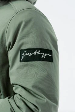 HYPE KHAKI LUXE LONGLINE MEN'S PARKA JACKET -Hype TWAO 370 detail