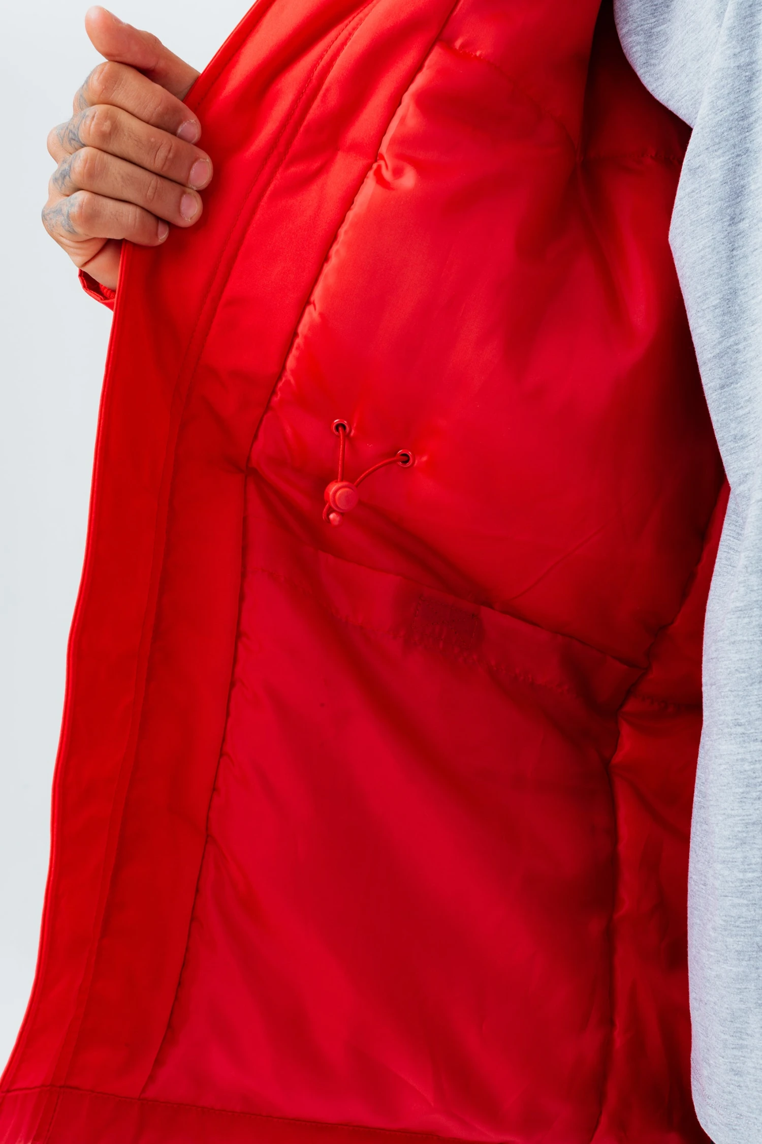 HYPE RED LUXE LONGLINE MEN'S PARKA JACKET 9 HYPE RED LUXE LONGLINE MEN'S PARKA JACKET - Image 7