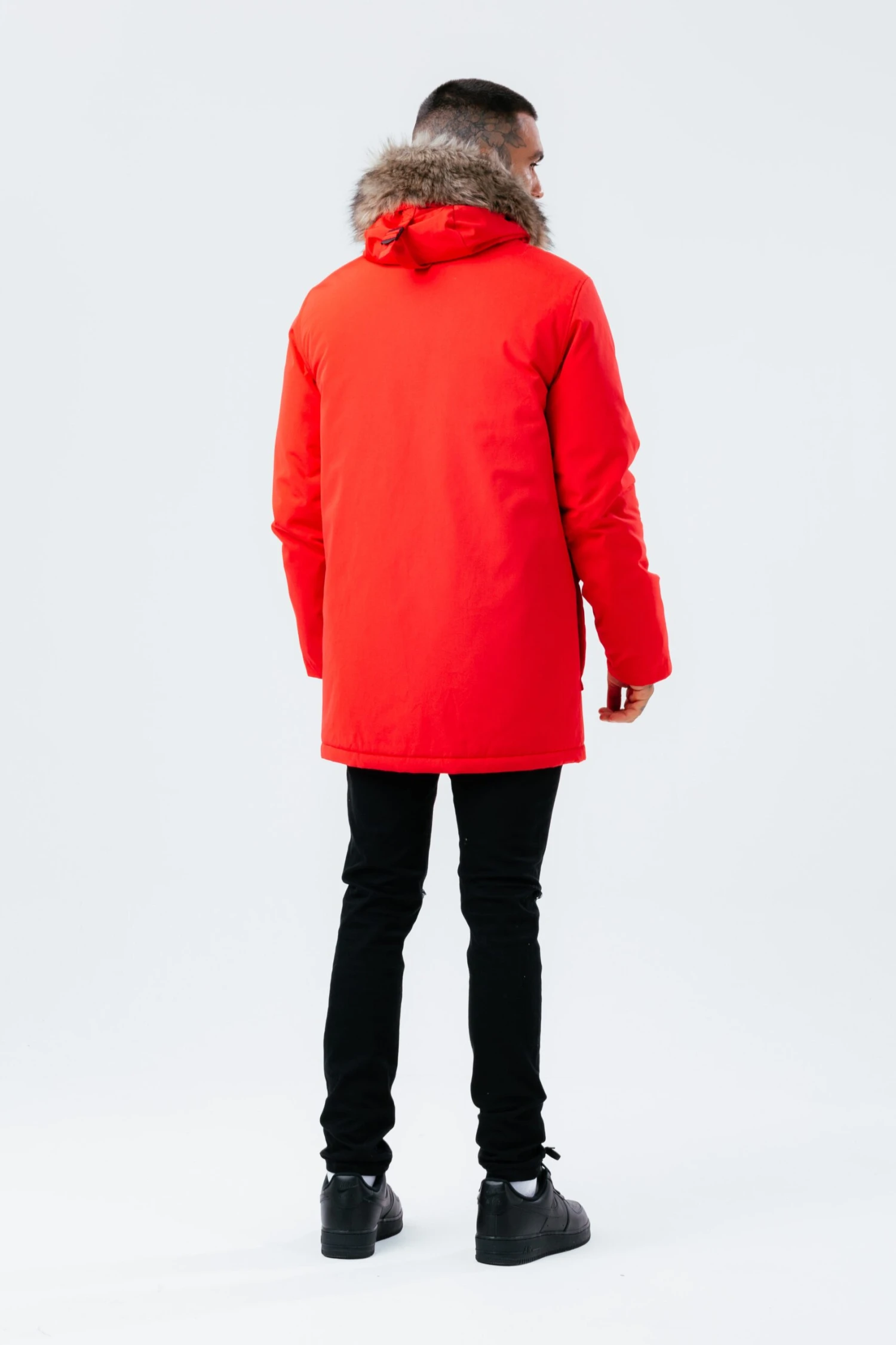 HYPE RED LUXE LONGLINE MEN'S PARKA JACKET 5 HYPE RED LUXE LONGLINE MEN'S PARKA JACKET - Image 3