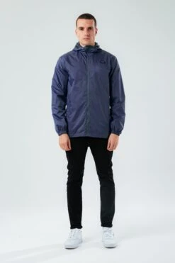 HYPE NAVY SHOWERPROOF STYLE MEN'S JACKET -Hype TWAO 386 FULL FRONT