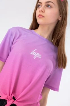 HYPE PINK PURPLE SCRIBBLE GIRLS CROPPED TIE T-SHIRT -Hype TWAO 837DETAIL