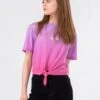 HYPE PINK PURPLE SCRIBBLE GIRLS CROPPED TIE T-SHIRT