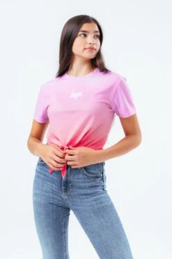 HYPE PINK PURPLE SCRIBBLE GIRLS CROPPED TIE T-SHIRT -Hype TWAO 837 MAIN