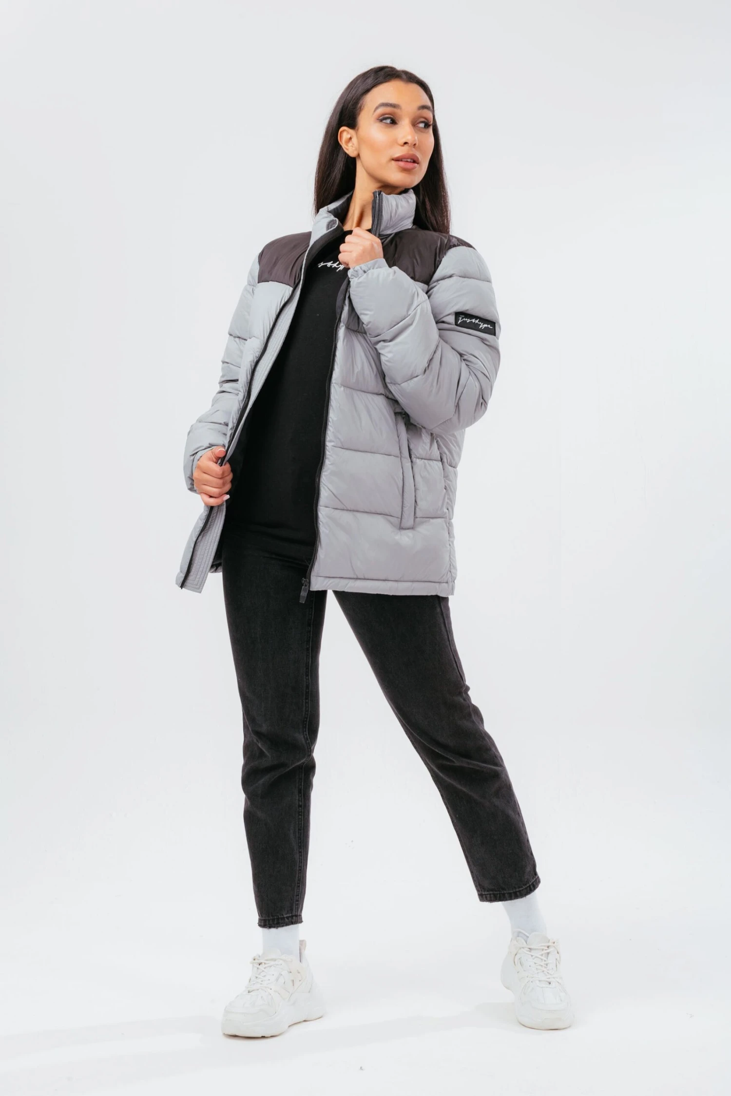 HYPE DEEP FILLED GREY PUFFER ADULT JACKET 6 HYPE DEEP FILLED GREY PUFFER ADULT JACKET - Image 4