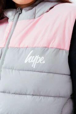 HYPE GREY PINK GIRLS GILET 11 HYPE GREY PINK GIRLS GILET -Hype TWBT 192 DETAIL