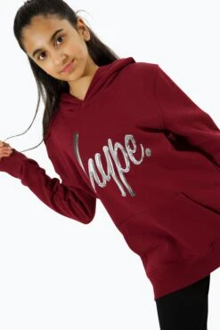 HYPE GIRLS BURGUNDY MONOTONE SCRIPT HOODIE -Hype TWBT 924 4