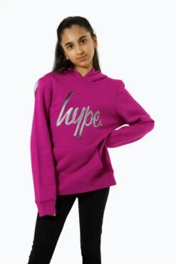 HYPE GIRLS FUCHSIA MONOTONE SCRIPT HOODIE