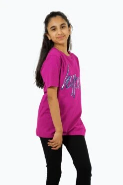 HYPE GIRLS FUCHSIA MONOTONE SCRIPT T-SHIRT