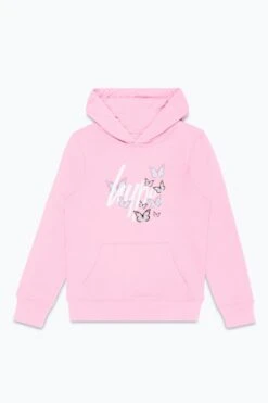 HYPE GIRLS PINK BUTTERFLY SCRIPT HOODIE