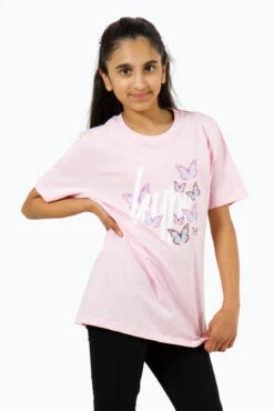 HYPE GIRLS PINK BUTTERFLY SCRIPT T-SHIRT