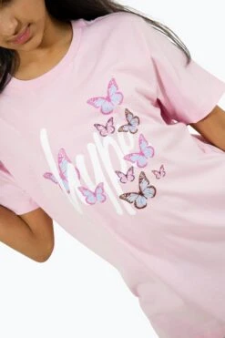 HYPE GIRLS PINK BUTTERFLY SCRIPT T-SHIRT -Hype TWBT 935 4