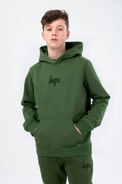 HYPE BOYS KHAKI GREEN SCRIBBLE HOODIE & JOGGERS SET -Hype TWCB 2117 MAIN