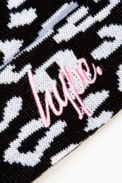 HYPE BLACK CHEETAH KNITTED POM POM BEANIE -Hype TWCB 2230 2