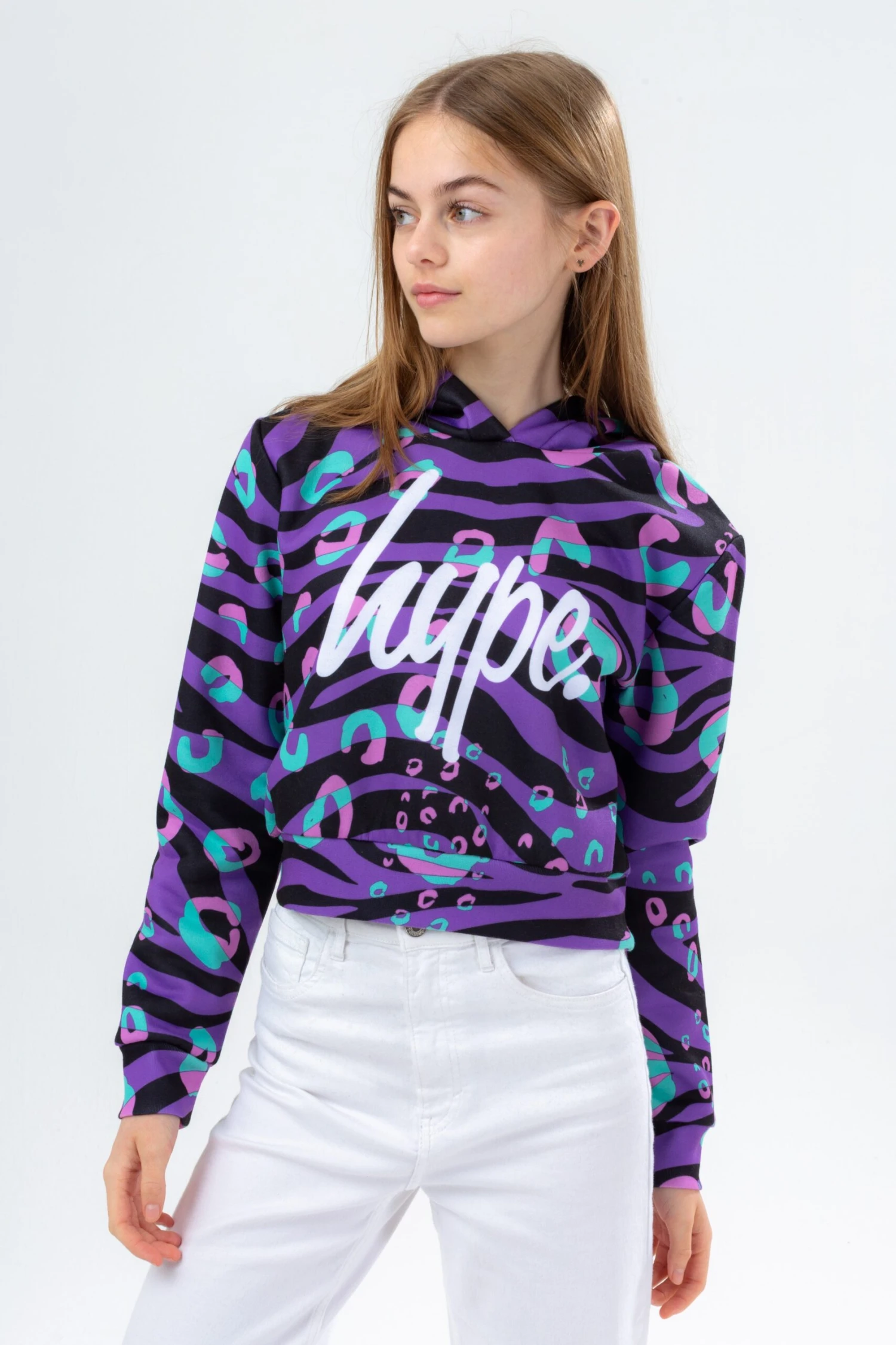 HYPE GIRLS FUNKY ZEB-PARD CROP HOODIE 3 HYPE GIRLS FUNKY ZEB-PARD CROP HOODIE