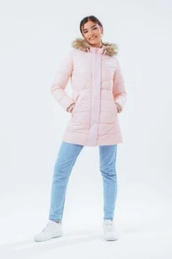 HYPE LONGLINE PINK GIRLS PUFFER JACKET WITH CONTRAST FUR HOOD 8 HYPE LONGLINE PINK GIRLS PUFFER JACKET WITH CONTRAST FUR HOOD -Hype TWLR 229