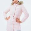 HYPE LONGLINE PINK GIRLS PUFFER JACKET WITH CONTRAST FUR HOOD -Hype TWLR 229 1