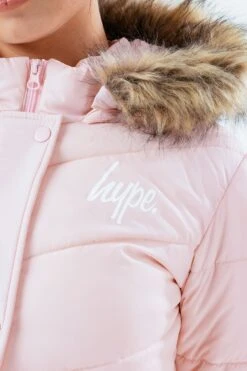 HYPE LONGLINE PINK GIRLS PUFFER JACKET WITH CONTRAST FUR HOOD 11 HYPE LONGLINE PINK GIRLS PUFFER JACKET WITH CONTRAST FUR HOOD -Hype TWLR 229 4