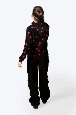 HYPE WOMENS BLACK SCATTER HEART SCRIBBLE PULLOVER HOODIE -Hype Vox4rq4Ymv4FPnc yr7LRg