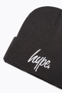 HYPE GRAPHITE GREY SCRIPT BEANIE -Hype WUBT 066 2