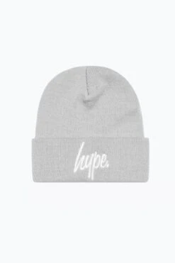HYPE LIGHT GREY SCRIPT BEANIE