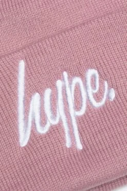 HYPE DUSKY PINK SCRIPT BEANIE -Hype WUBT 070 2