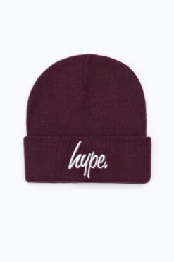 HYPE BURGUNDY SCRIPT BEANIE