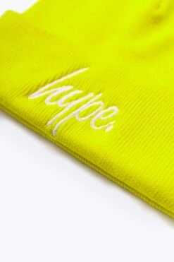 HYPE FLUORESCENT YELLOW SCRIPT BEANIE -Hype WUBT 081 2