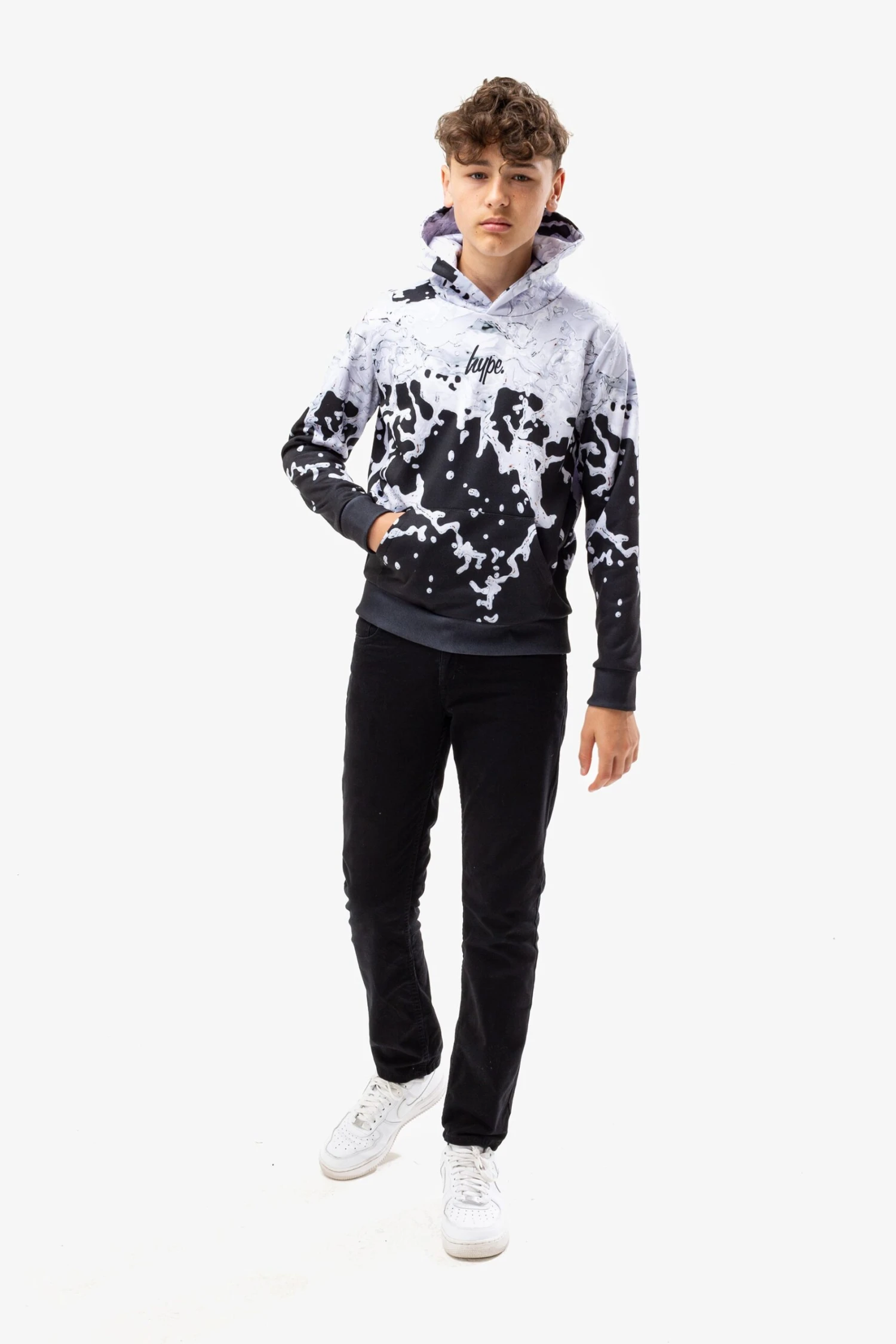 HYPE BOYS BLACK MONO SPLAT HOODIE 4 HYPE BOYS BLACK MONO SPLAT HOODIE - Image 2