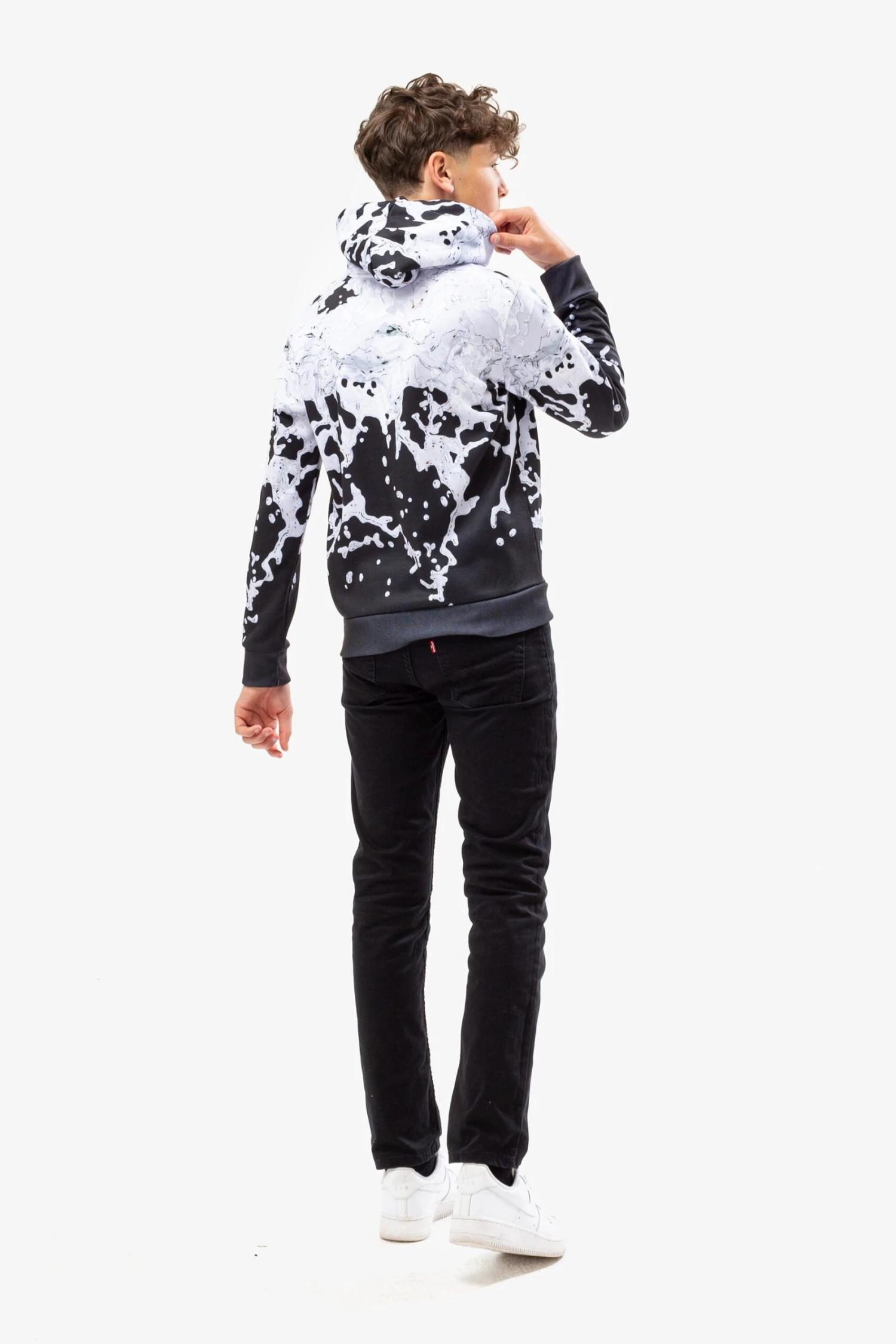 HYPE BOYS BLACK MONO SPLAT HOODIE 5 HYPE BOYS BLACK MONO SPLAT HOODIE - Image 3