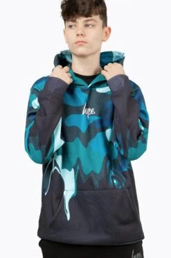 HYPE BOYS BLUE CAMO DRIP HOODIE