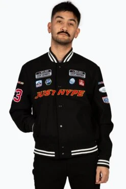 HYPE MENS BLACK JH RACER BADGE JACKET