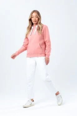 HYPE WOMENS BLUSH JUSTHYPE DRAWCORD HOODIE -Hype YVLR 218 FRONT