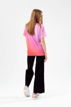 HYPE GIRLS PINK FADE HOLOGRAPHIC SCRIPT T-SHIRT -Hype YVLR 491FULLBACK