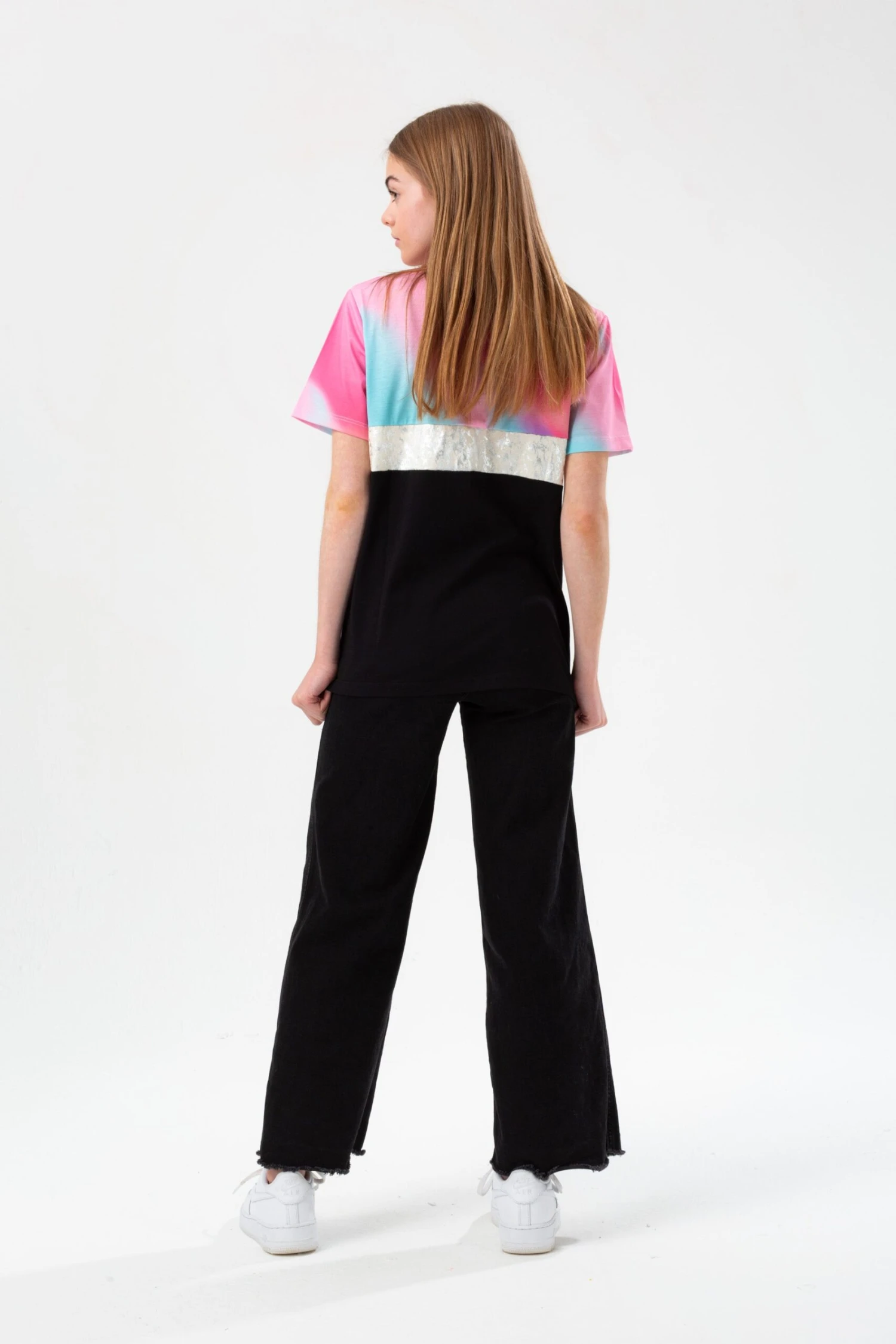 HYPE GIRLS BLACK PASTEL WAVE PANEL SCRIPT T-SHIRT 5 HYPE GIRLS BLACK PASTEL WAVE PANEL SCRIPT T-SHIRT - Image 3