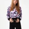 HYPE GIRLS PURPLE RAINBOW LEOPARD SCRIPT CROPPED HOODIE -Hype YVLR 547MAIN