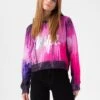 HYPE GIRLS DARK PINK DRIPS SILVER FOIL SCRIPT CROPPED HOODIE 2 HYPE GIRLS DARK PINK DRIPS SILVER FOIL SCRIPT CROPPED HOODIE -Hype YVLR 548MAIN