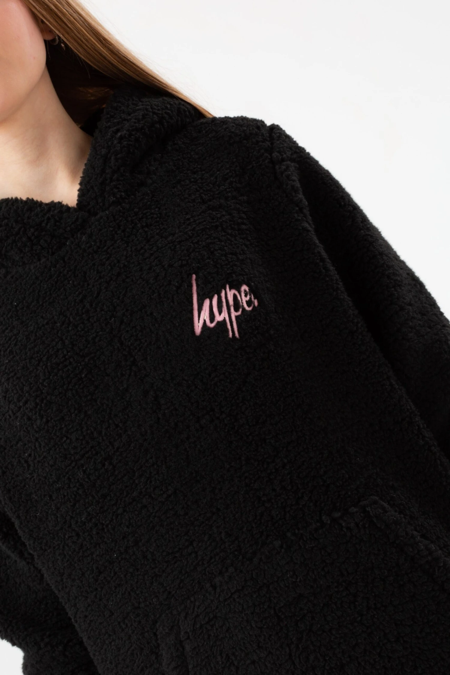 HYPE GIRLS BLACK SHERPA SCRIPT HOODIE 6 HYPE GIRLS BLACK SHERPA SCRIPT HOODIE - Image 4