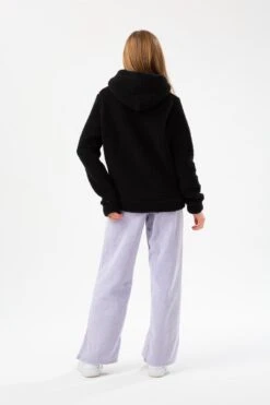 HYPE GIRLS BLACK SHERPA SCRIPT HOODIE 8 HYPE GIRLS BLACK SHERPA SCRIPT HOODIE -Hype YVLR 550FULLBACK