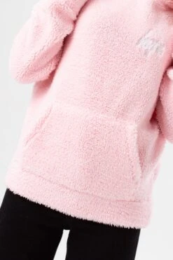 HYPE GIRLS PINK SHERPA SCRIPT HOODIE -Hype YVLR 552DETAIL1